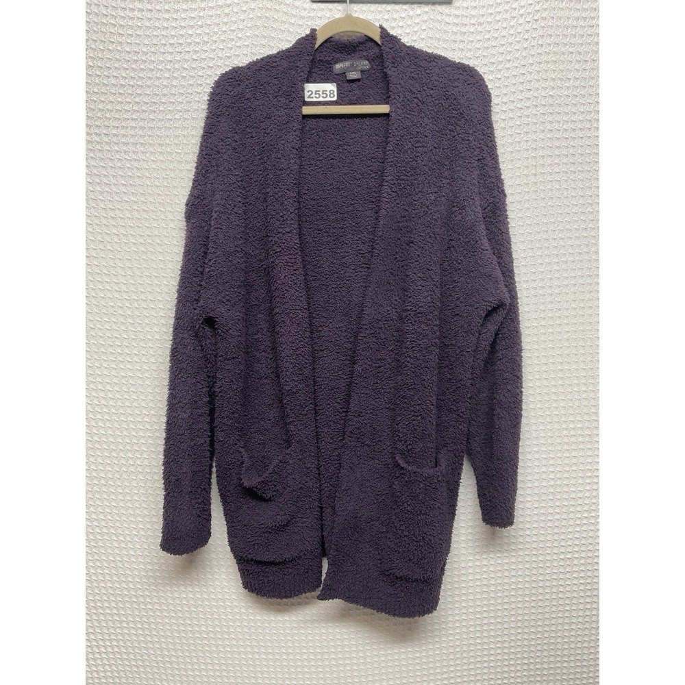 Barefoot Dreams Cardigan Womens L/XL Purple Cozychic Lite Open Fuzzy Soft